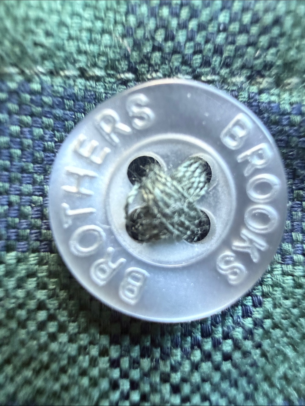 Brooks Brothers Green and Navy Gingham Button-Down Shirt - Picture 6 of 10